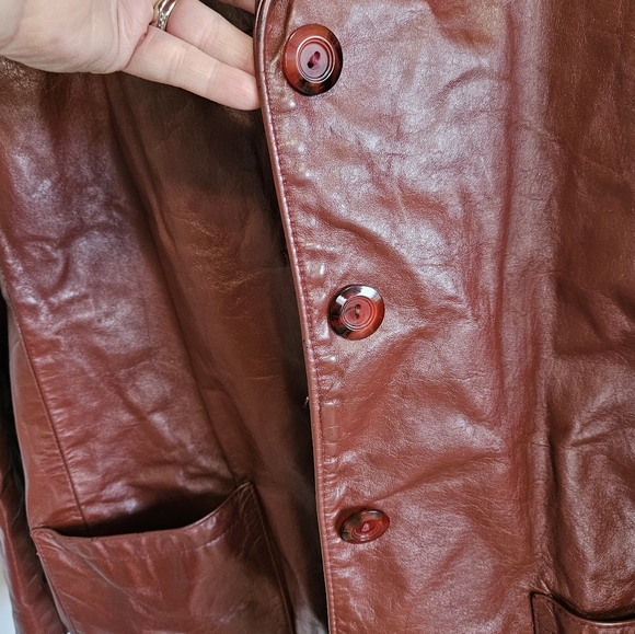 Vintage T & B faux Leather Fashion Jacket Size L Burnt red color - Picture 2 of 7